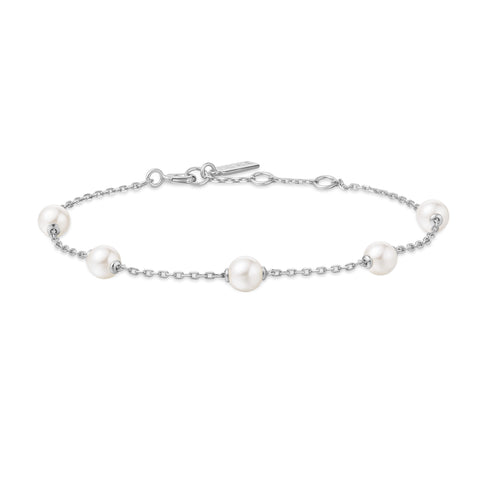 Silver Shell Pearl Station Bracelet